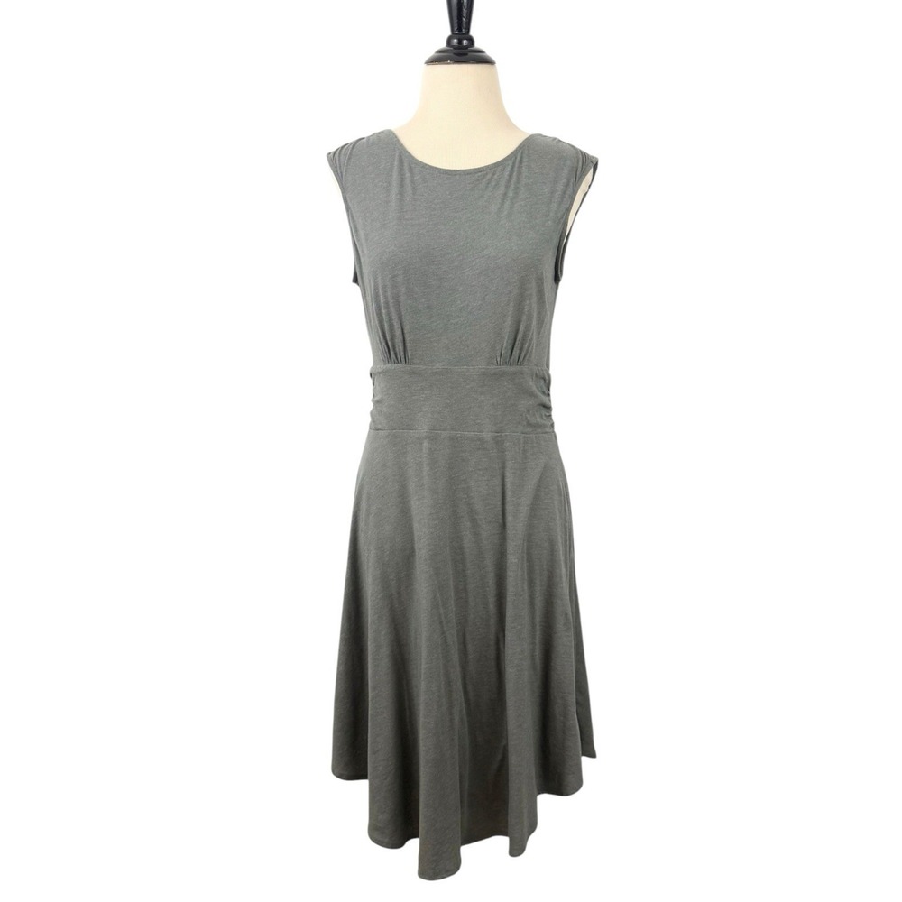 prAna Jola Jersey Knit DRESS Small Gray Tank Organic Cotton Empire Athleisure